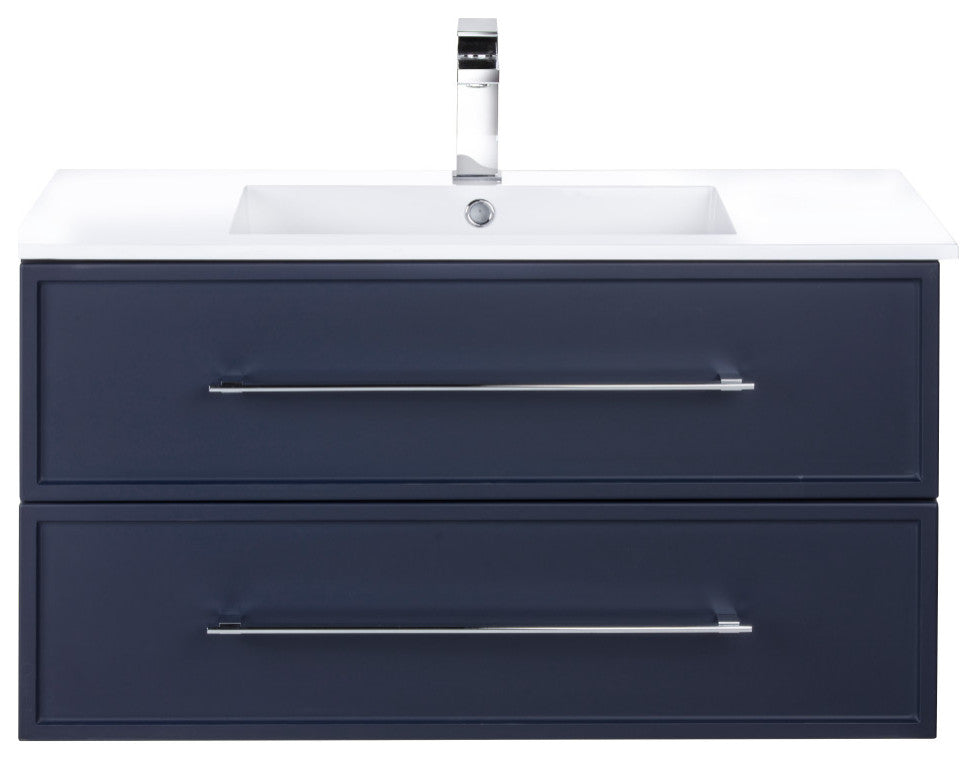 Milano Wall Hung Vanity, Blue, 36"