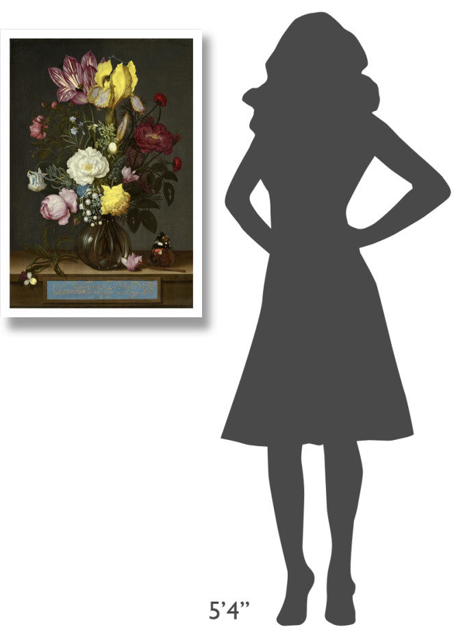 "Bouquet of Flowers in a Glass Vase, 1621" Paper Art, 22"x32"
