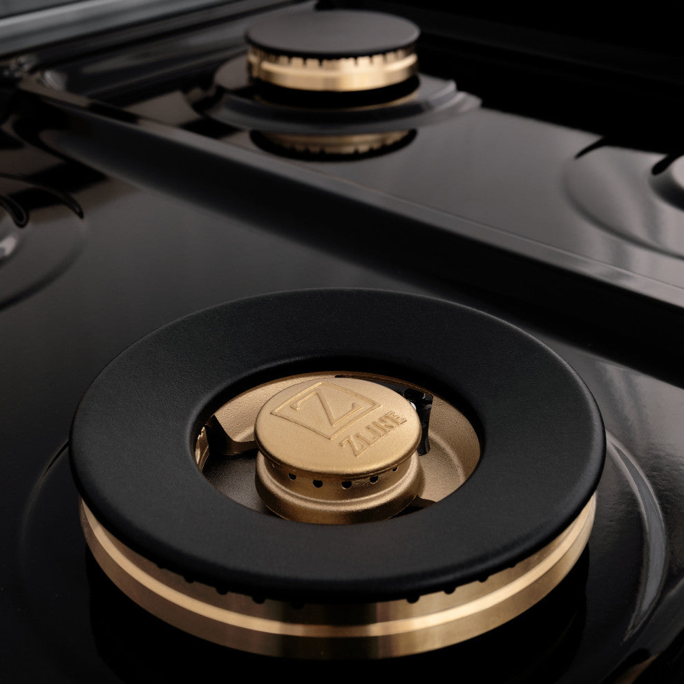 36" Dual Fuel Range, Stainless With Black Matte and Champagne RAZ-BLM-36-CB