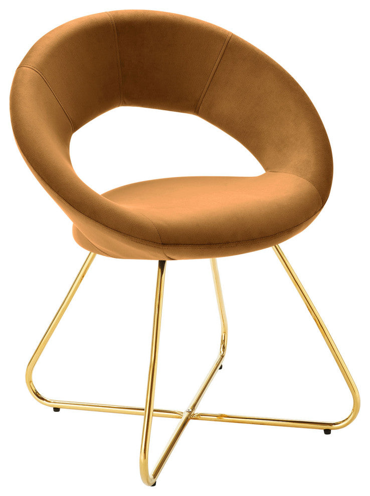 Nouvelle Performance Velvet Dining Chair Set of 2 Gold Cognac