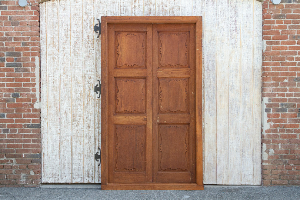 Antique British Colonial Teak Doors with Frame