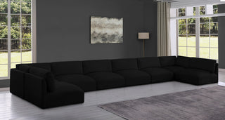 Ease Fabric Upholstered L-Shaped Modular Sectional, Black, 8 Piece: 2 Corner, 6 Armless