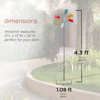 Metal Windmill Stake, Multicolor, 52"