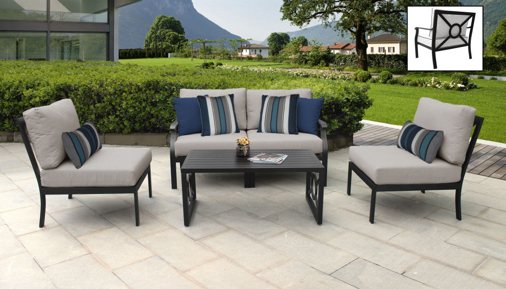 kathy ireland Madison Ave. 5 Piece Aluminum Patio Furniture Set 05d, Almond