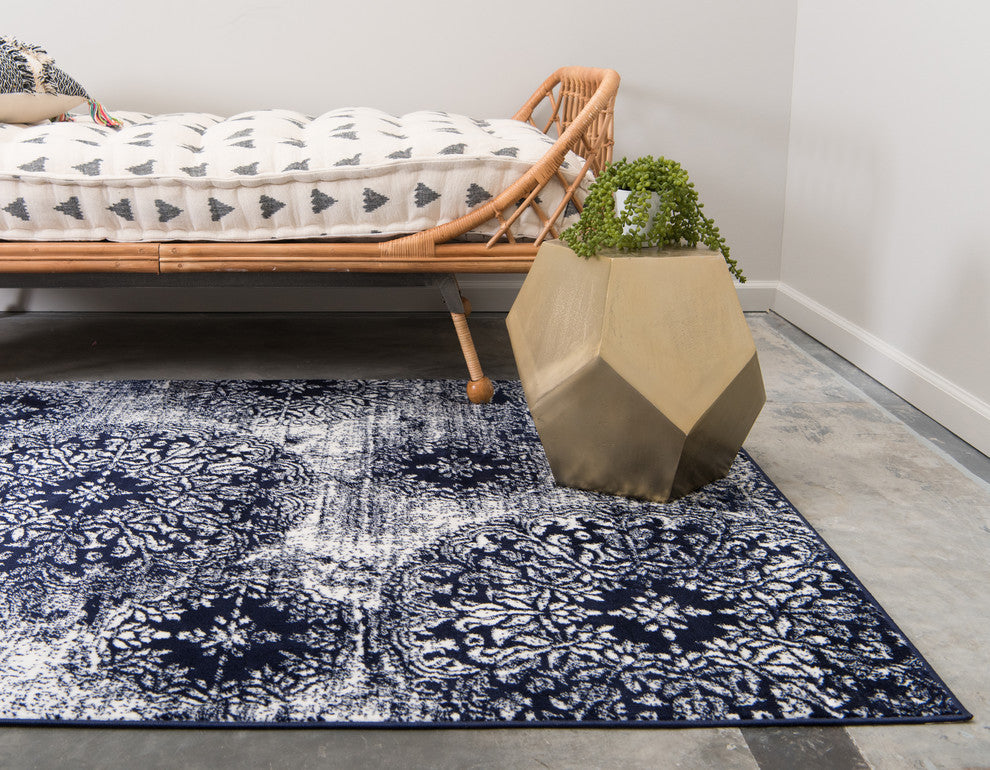 Unique Loom Navy Blue Grand Sofia 2' 2 x 3' 0 Area Rug