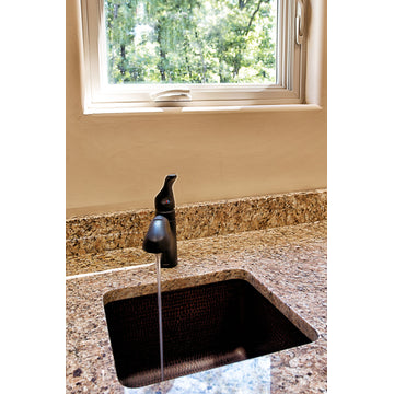 16" Gourmet Rectangular Hammered Copper Bar/Prep Sink, Oil Rubbed Bronze
