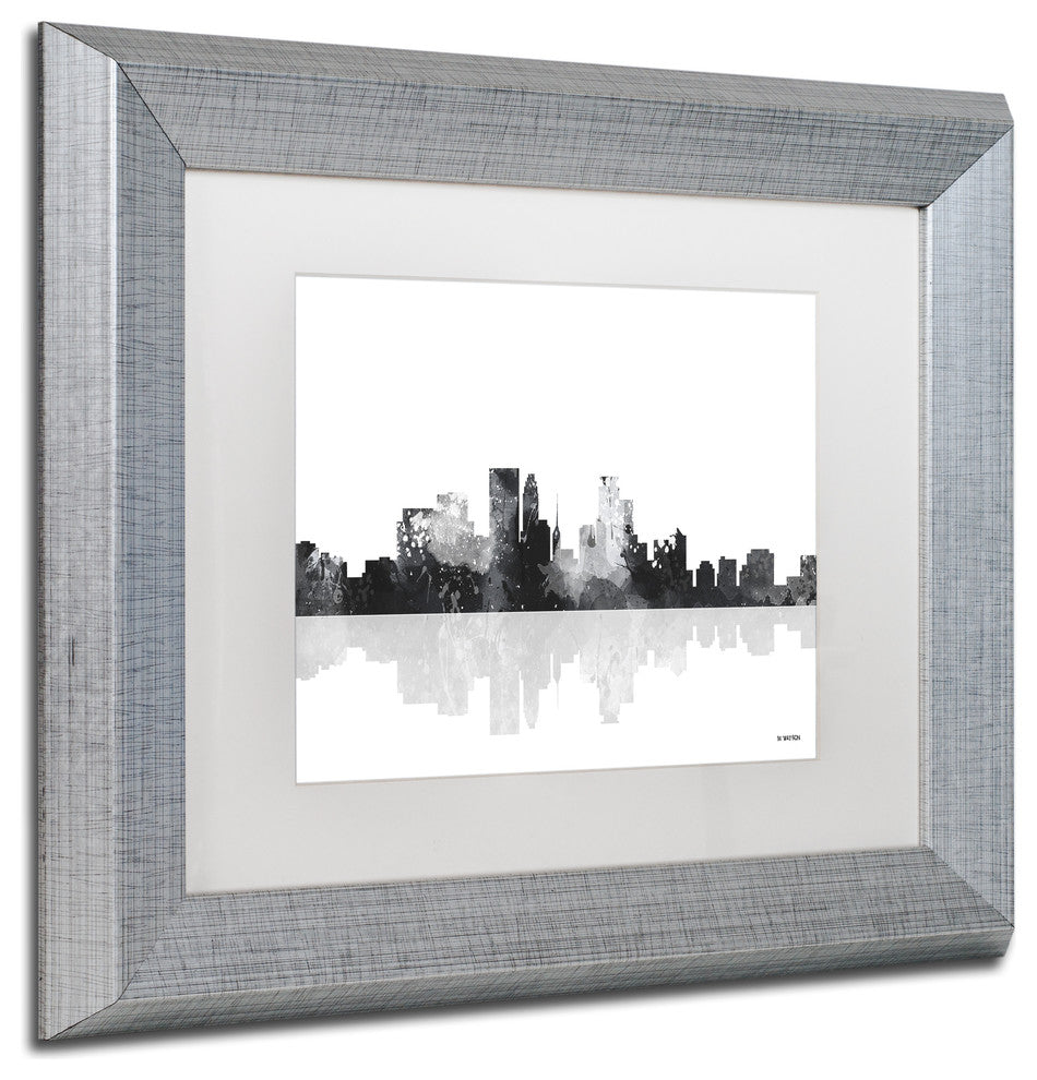 Watson 'Minneapolis Minnesota Skyline' Art, Silver Frame, 11"x14", White Matte