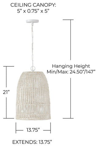 Capital Lighting 347512 Naomi 14"W Wood Pendant - Chalk White