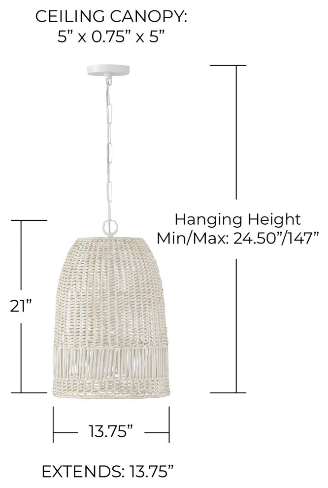Capital Lighting 347512 Naomi 14"W Wood Pendant - Chalk White