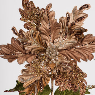 Vickerman 20" Chocolate Poinsettia 14" Flower 3/Bg