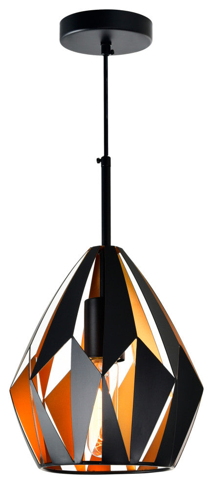Oxide 1 Light Down Pendant With Black+Copper Finish