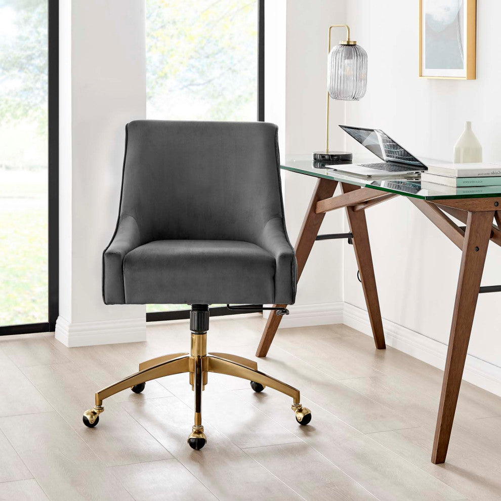 Side Dining Chair, Gray, Velvet, Modern, Kitchen Cafe Bistro Hospitality