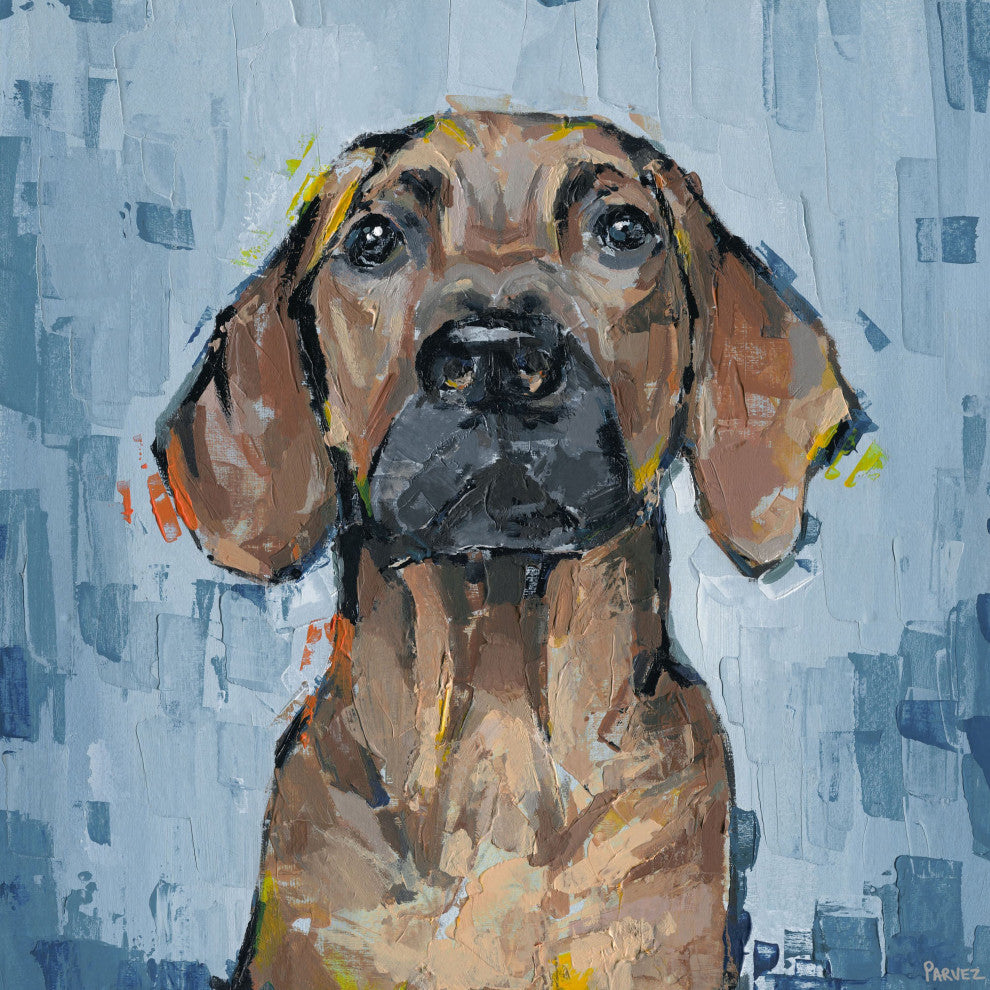 "Attentive Dog" Painting Print on Wrapped Canvas, 40"x40"