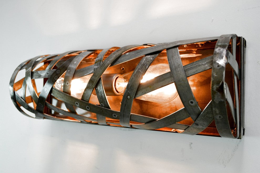 Wine Barrel Ring Wall Sconce or Vanity Light - Dobar - Made from CA wine barrels