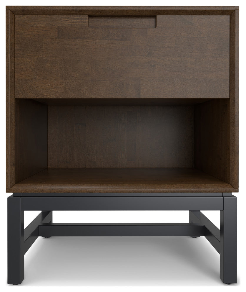 Banting Solid Hardwood Mid Century Nightstand, Walnut Brown