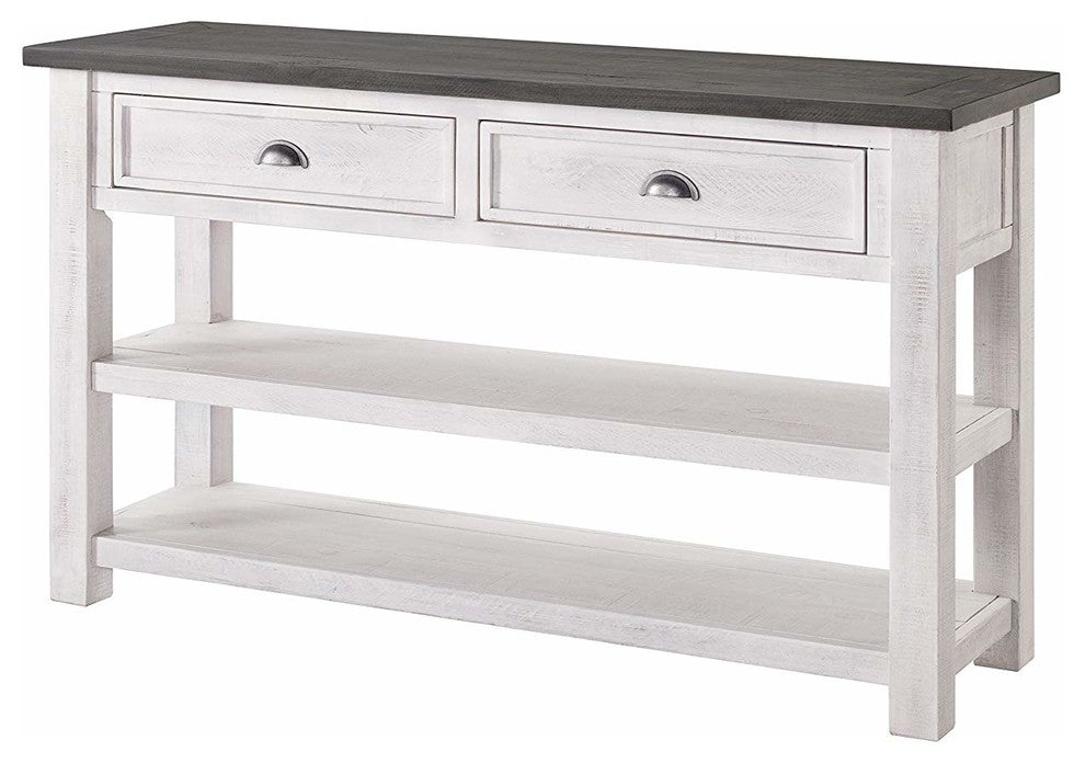 Monterey Solid Wood Sofa Console Table, White, Gray