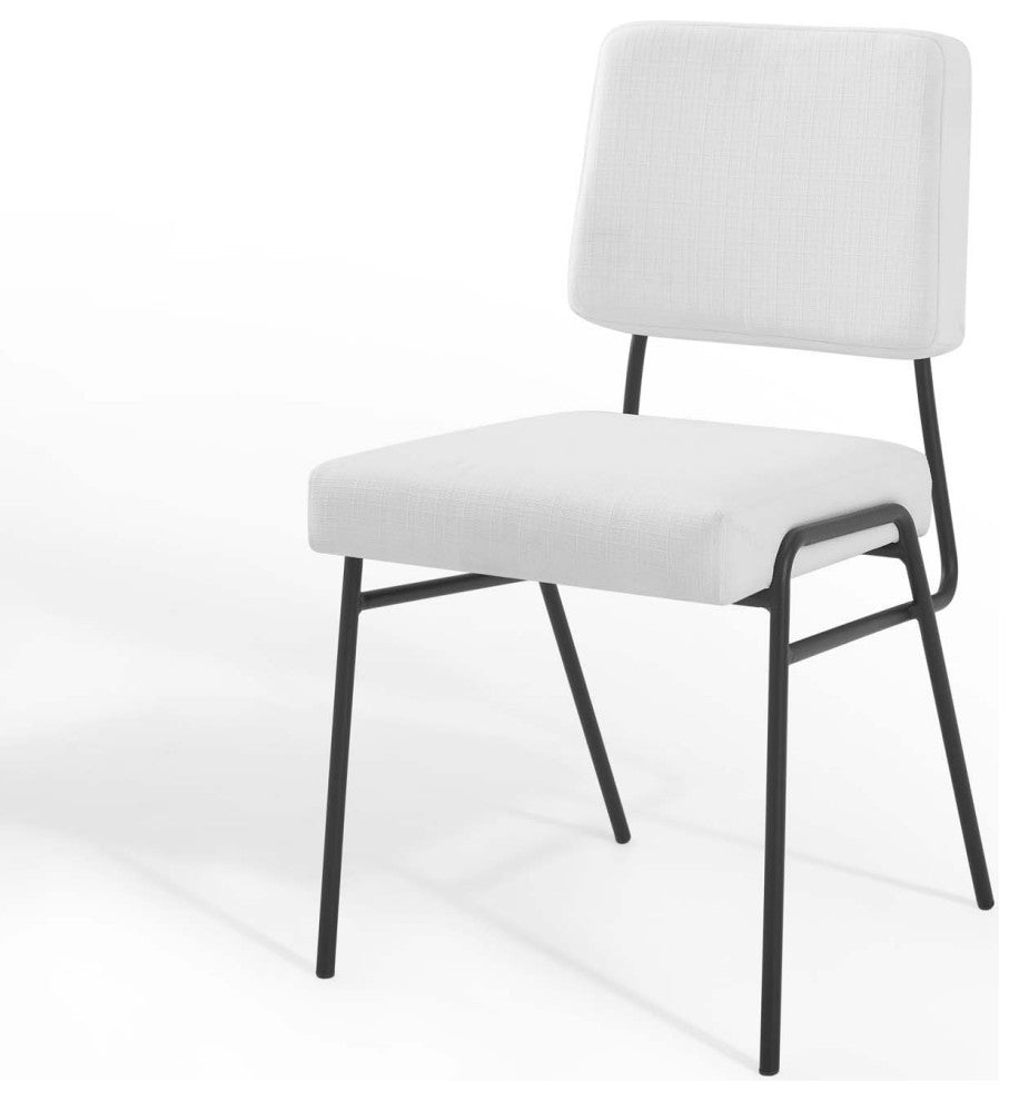 Side Dining Chair, Set of 2, Fabric, Black White, Modern, Cafe Bistro Restaurant