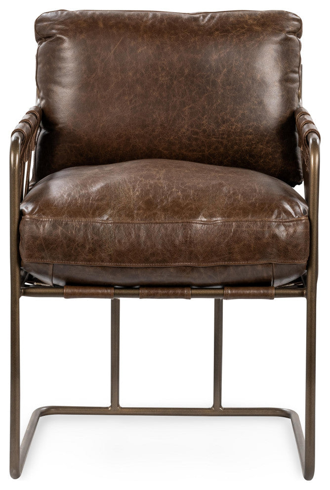 Strapling Leather Dining Chair, Cocoa Brown