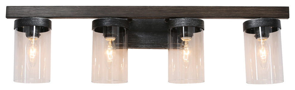 LNC 28" Farmhouse 4-Light Bathroom Vanity Light With Clear Glass