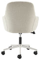 Mia Office Chair, Ivory Fabric With White Base