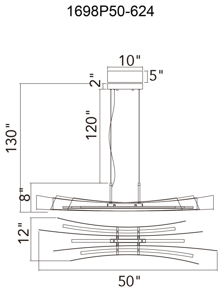 Candora Integrated LED Chandelier, Brass, 50 Inches