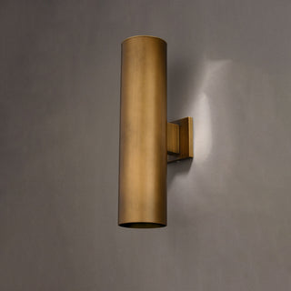 Chiasso 2-Light Deep Bronze Outdoor Wall Sconce Aluminum Wall Mount Fixture, Warm Brass, 5"wx20"hx8"d, No Sensor