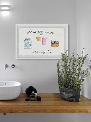 "Laundry Wash Dry Fold" Framed Painting Print, 24x16
