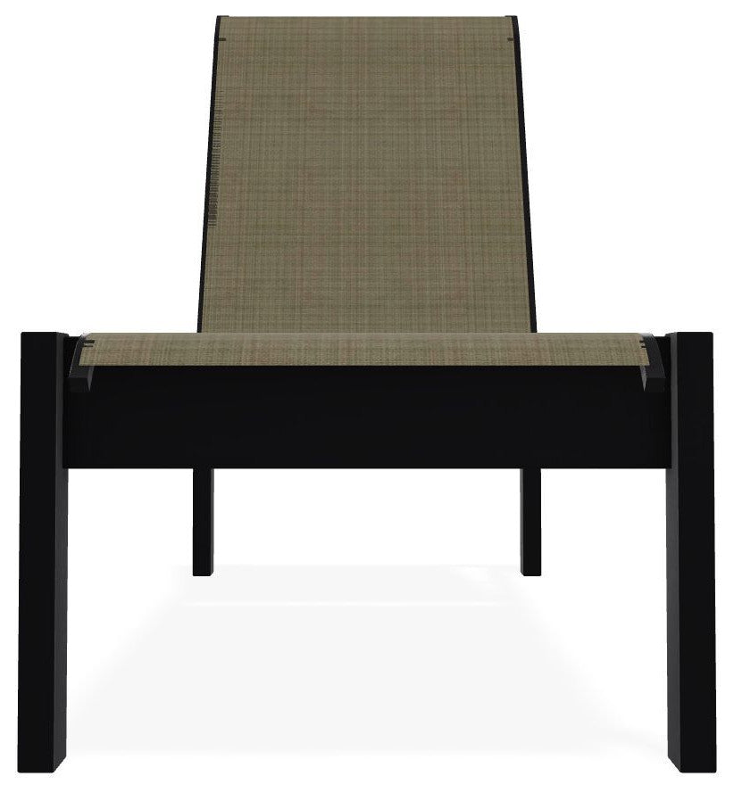 Leeward Sling Stackable Outdoor Chaise Lounge, Elevation Stone/Black