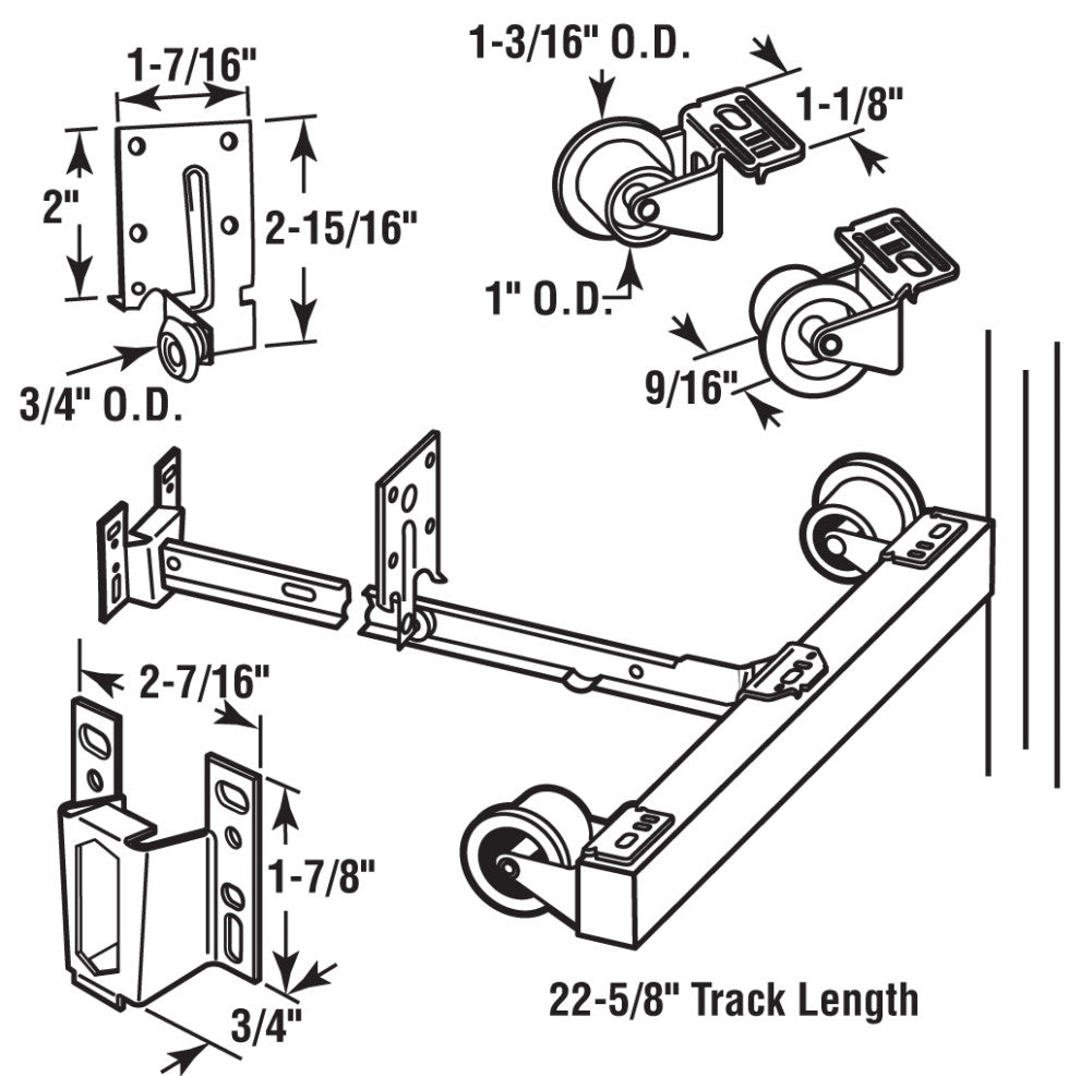 1Pk R7137 Monorail Metal Drawer Track Kit
