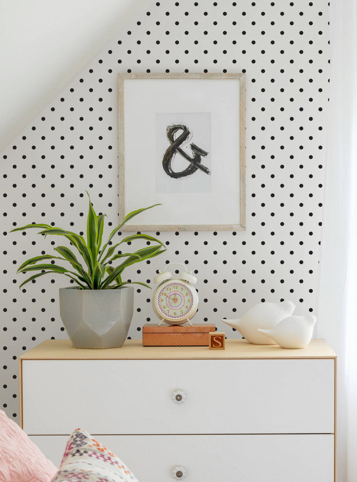 Small Polka Dots Peel and Stick Vinyl Wallpaper, 24"w X 60"h