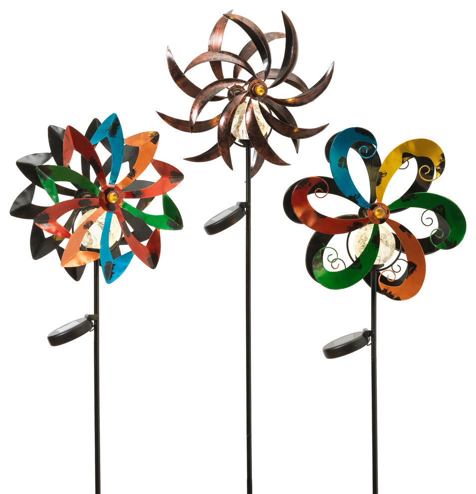 43"H Solar Wind Spinners, Set of 3