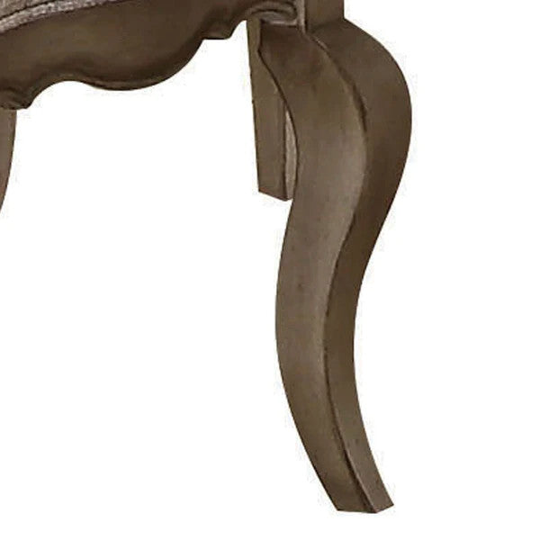 Benzara BM204359 Arm Chairs with Button Tufting, Set of Two, Gray and Brown