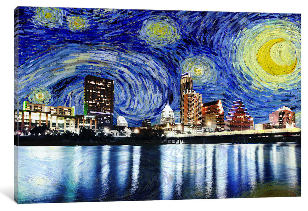 "Austin, Texas Starry Night Skyline" by iCanvas, 40x26x1.5"