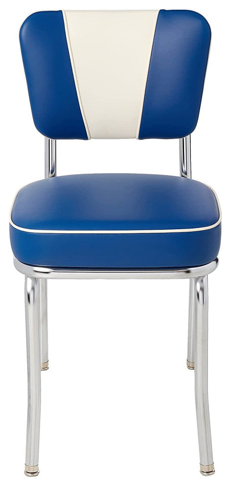 Retro Home Upholstered 'V' Back Dining Chair, Royal Blue, Box Seat