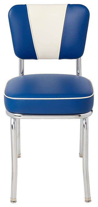 Retro Home Upholstered 'V' Back Dining Chair, Royal Blue, Box Seat