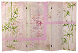 5 1/4' Pink Harmony Canvas Room Divider 6 Panel