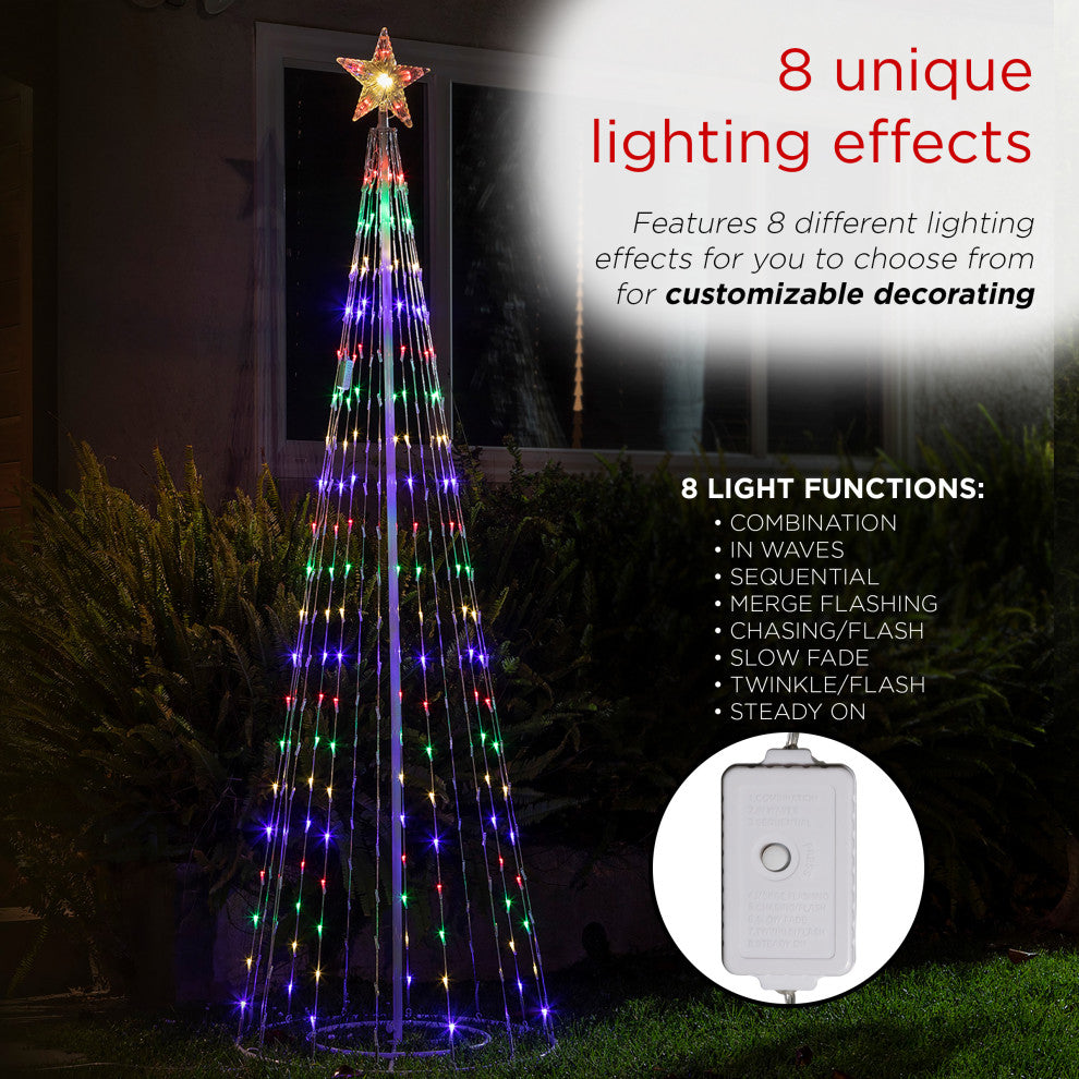 86"H Indoor Artificial Christmas Tree with Multi-Colored Lights and Star Topper