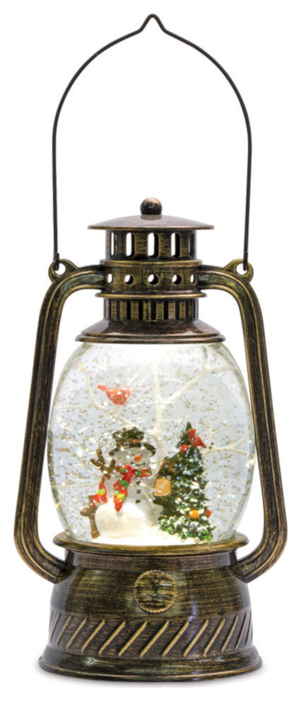 Snow Globe Lantern With Snowman 11"H Plastic