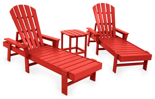 POLYWOOD South Beach Chaise 3-Piece Set, Sunset Red