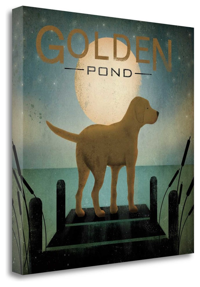 "Moonrise Yellow Dog - Golden Pond" By Ryan Fowler, Gallery Wrap Canvas