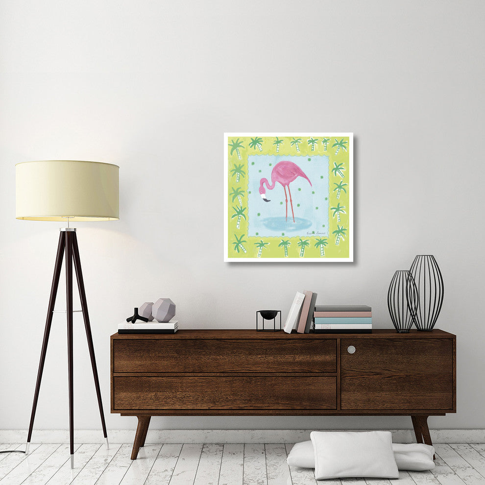 "Flamingo Dance III" Digital Paper Print by Farida Zaman, 32"x32"