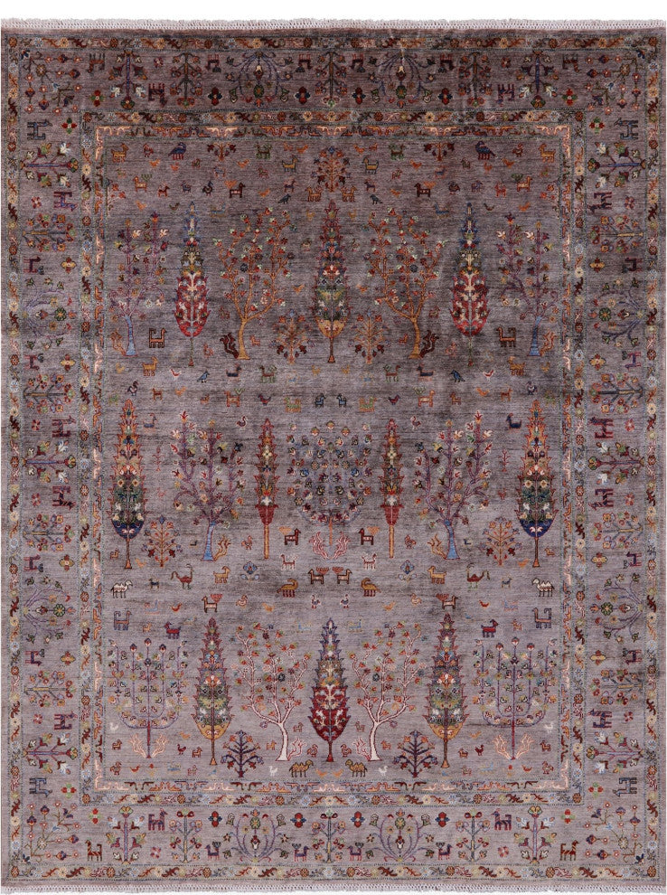 8' 1" X 10' 0" Persian Gabbeh Tribal Handmade Wool Rug - Q13002