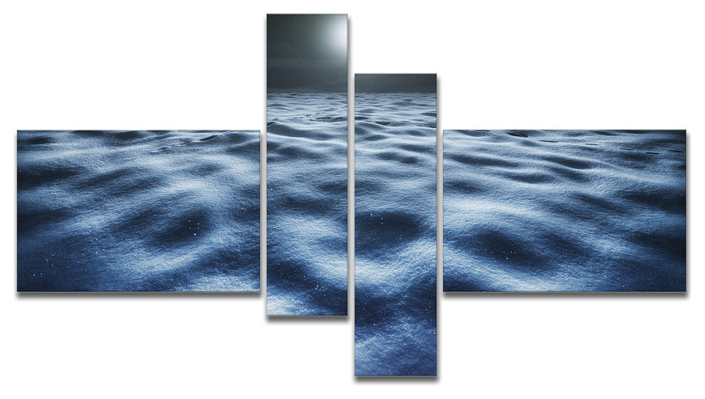 Night With Fool Moon in Sky, Large Landscape Canvas Art, 60"x32", 4 panels