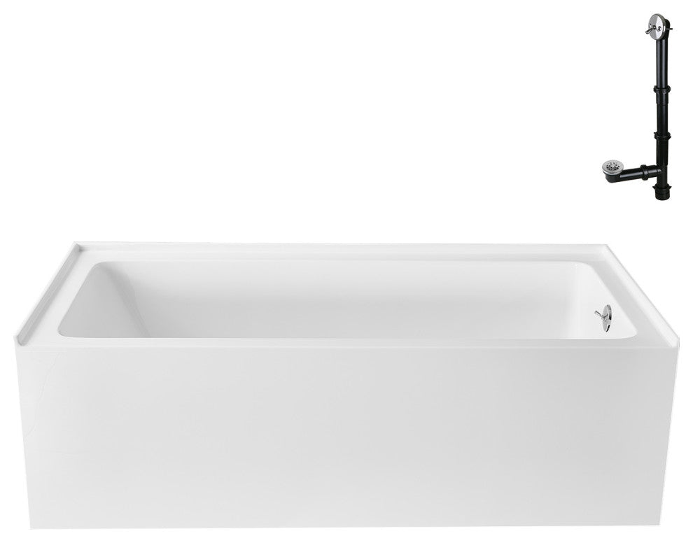 GA-306-14-CH 66"x32" Acrylic Alcove Bathtub, Polished Chrome Drain