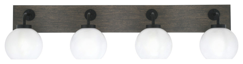 Oxbridge, Bath Bar, Matte Black & Painted Distressed Metal, 5.75" White Marble