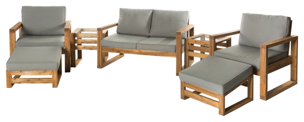 7-Piece Modern Patio Chat Set - Brown