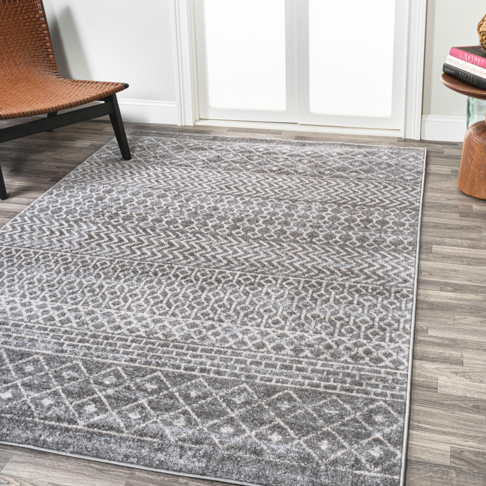Arta Moroccan Vintage Geometric Area Rug, Gray/Cream, 3 X 5