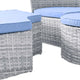 Lounge Daybed Sofa Bed, Gray Blue, Rattan, Wicker, Modern, Outdoor Patio