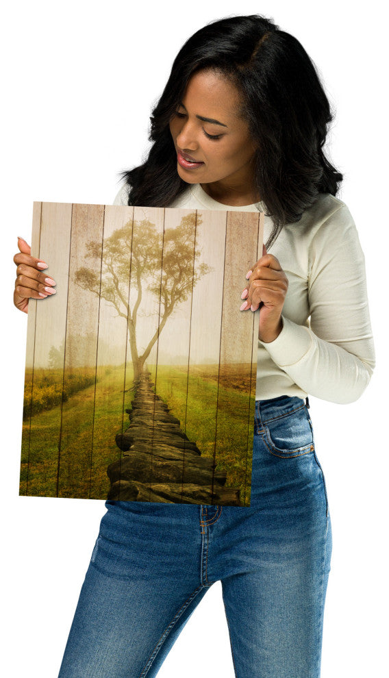 Faux Wood Calming Morning Landscape Photo Unframed Wall Art Prints, 11" X 14"