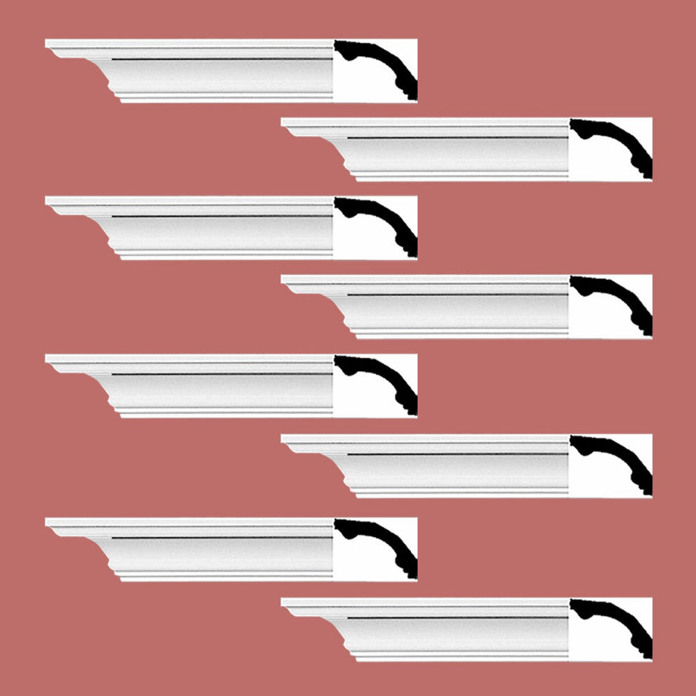 Cornice White Urethane Bridgeport Simple Design 8 Pieces Totaling 752" Length